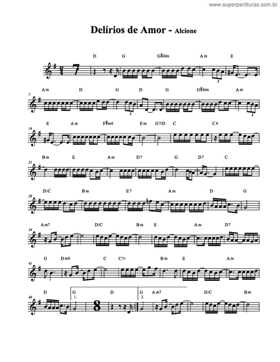 Partitura da música Delírios De Amor