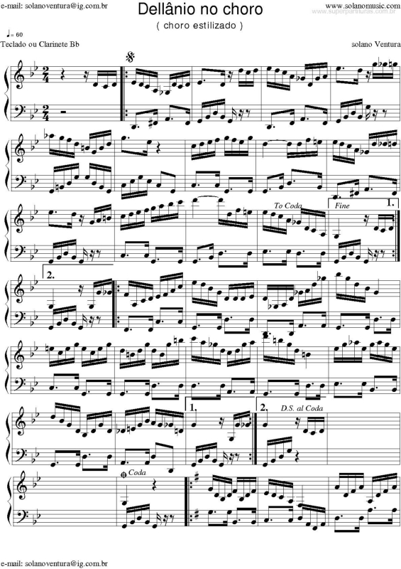 Partitura da música Dellânio no Choro (Choro Estilizado)