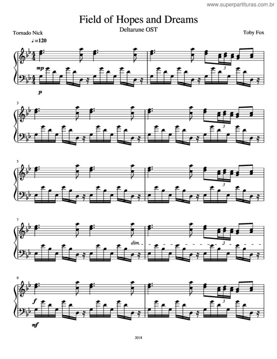 Partitura da música Deltarune Ost – Field Of Hopes And Dreams