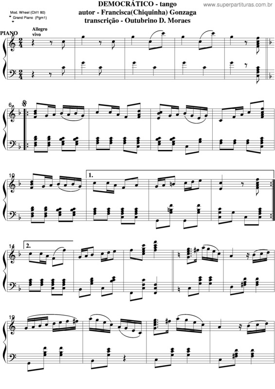 Partitura da música Democrático