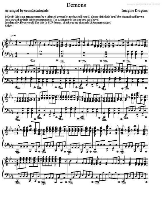 Partitura da música Demons v.2