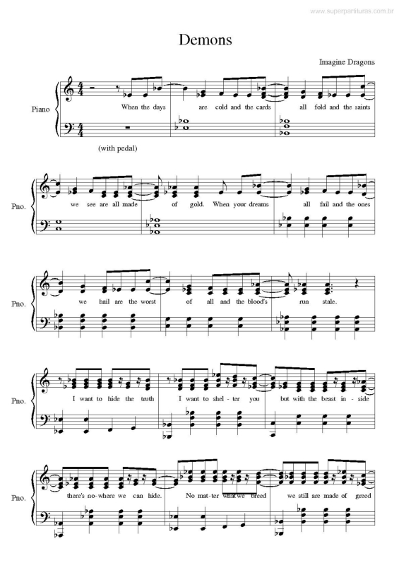 Partitura da música Demons