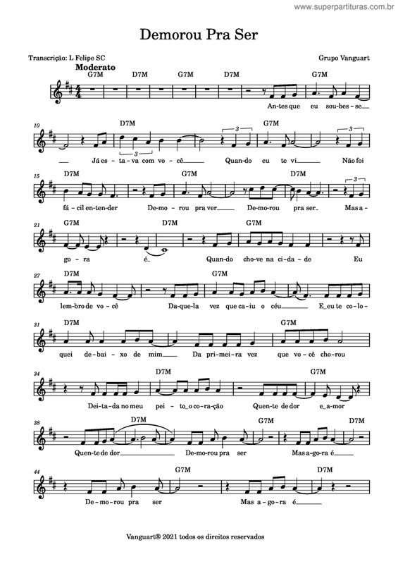 Partitura da música Demorou Pra Ser