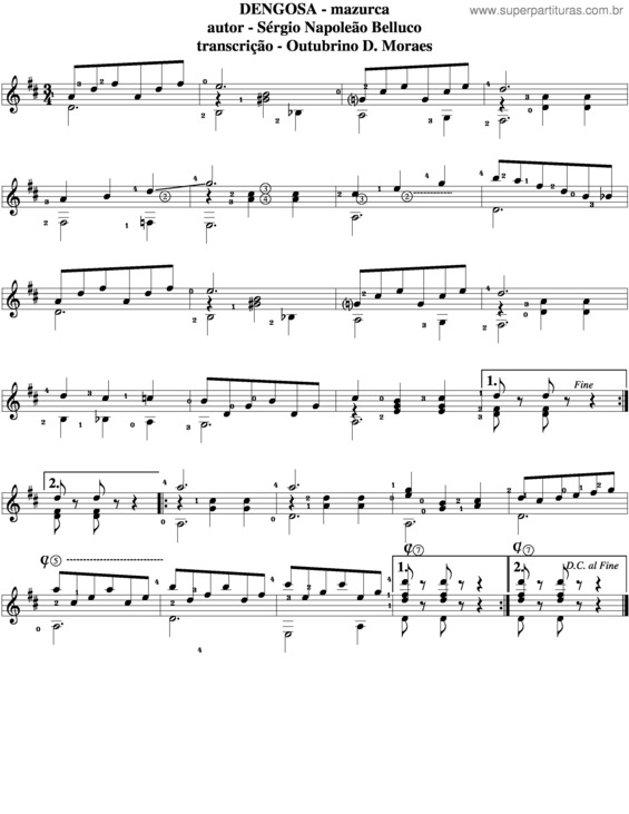 Partitura da música Dengosa