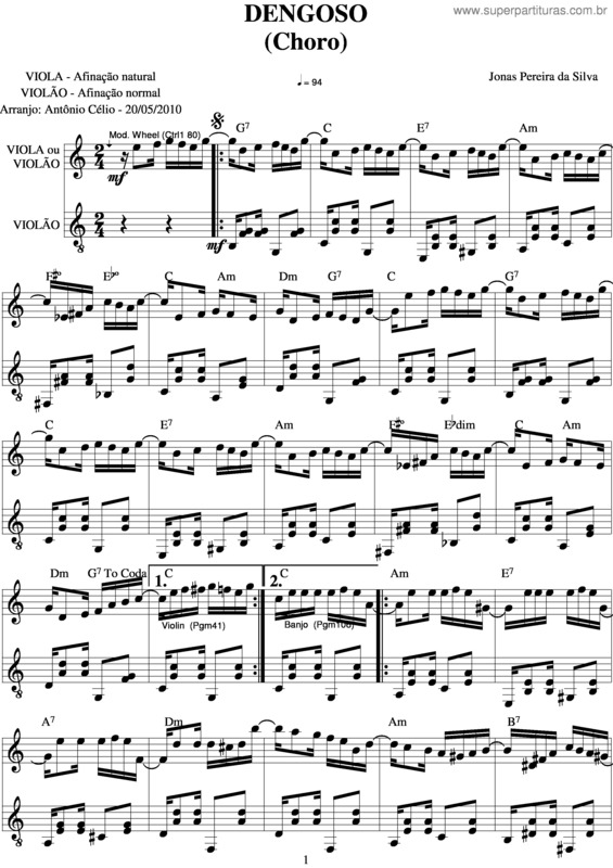 Partitura da música Dengoso v.7