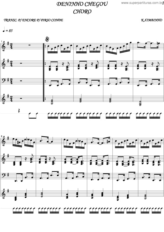 Partitura da música Deninho Chegou v.3