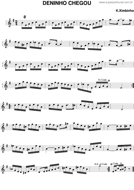 Partitura da música Deninho Chegou