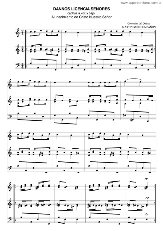 Partitura da música Dennos Licencia Senhores