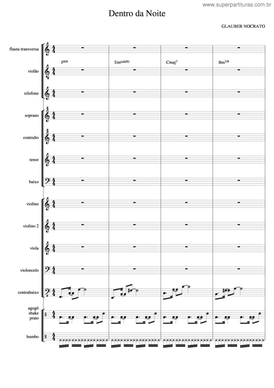 Partitura da música Dentro da noite