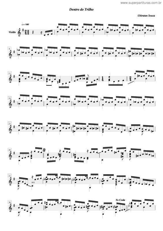 Partitura da música Dentro Do Trilho