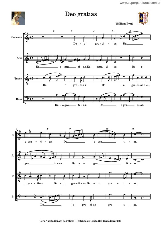 Partitura da música Deo Gratias – William Byrd
