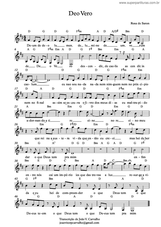 Partitura da música Deo Vero