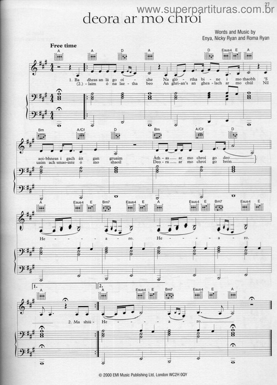 Partitura da música Deora Ar Mo Chroí