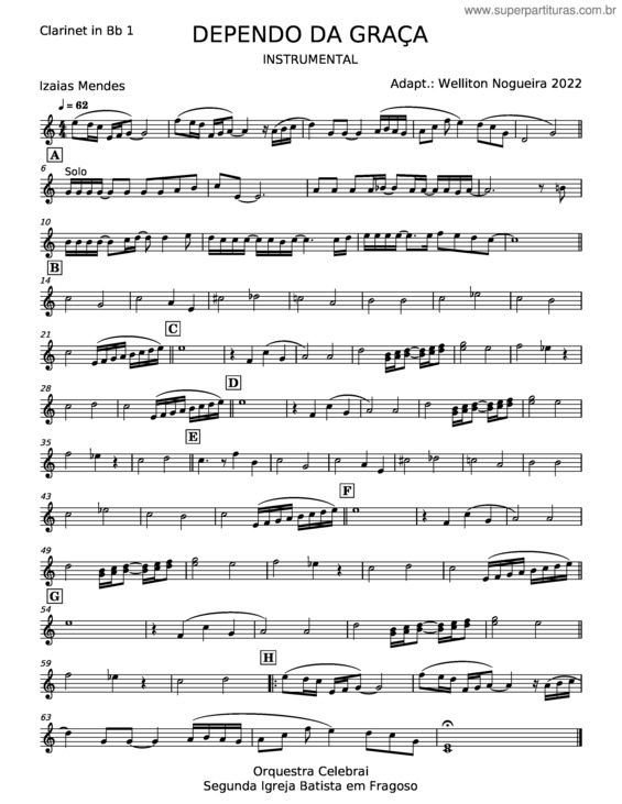 Partitura da música Dependo Da Graça – Izaias Mendes