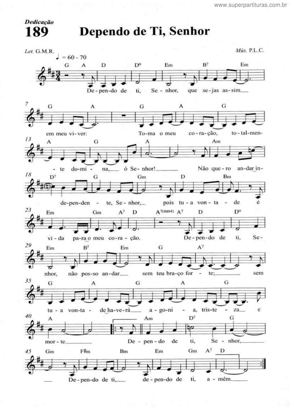 Partitura da música Dependo De Ti, Senhor