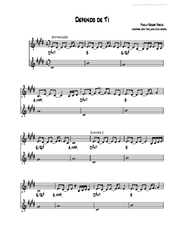 Partitura da música Dependo de Ti