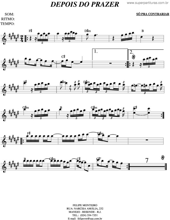 Partitura da música Depois Do Prazer v.2