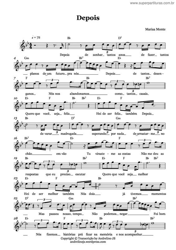 Partitura da música Depois v.2