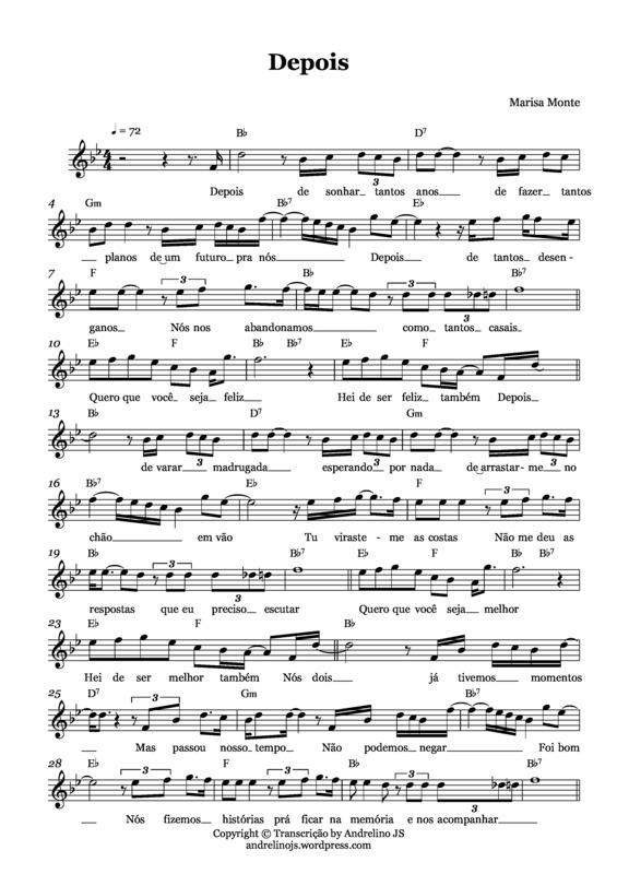 Partitura da música Depois v.4