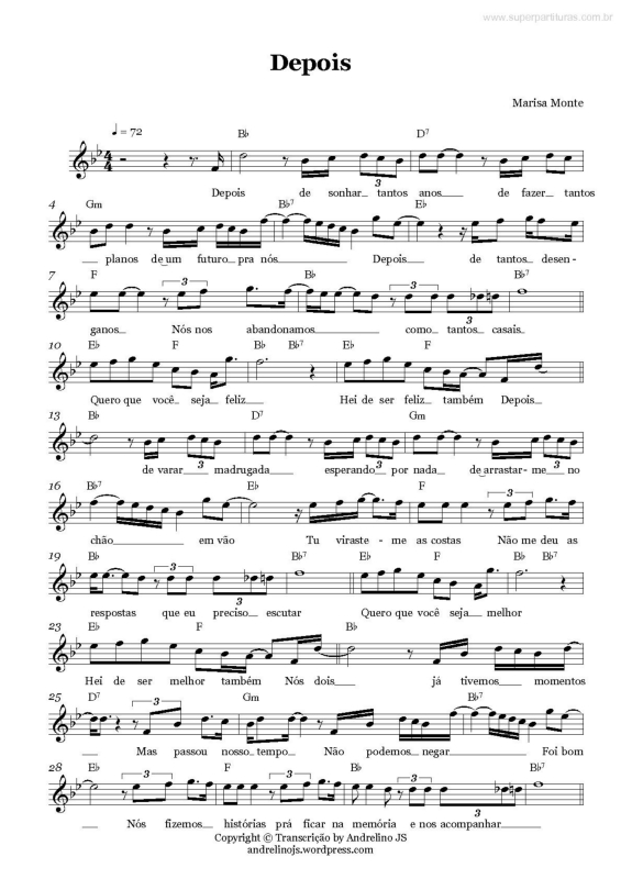 Partitura da música Depois