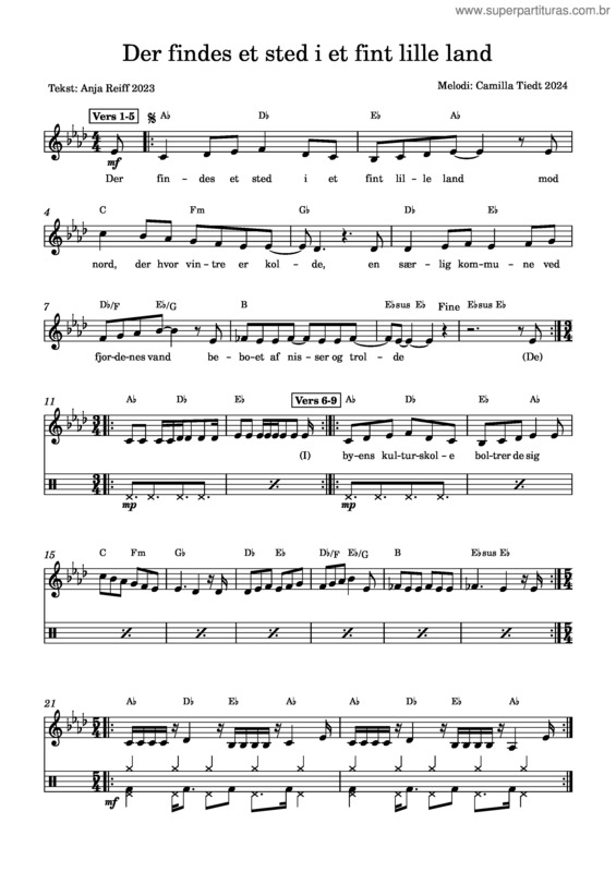 Partitura da música Der Findes Et Sted I Et Fint Lille Land