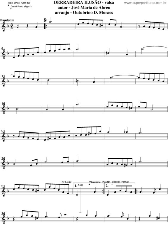 Partitura da música Derradeira Ilusão v.3