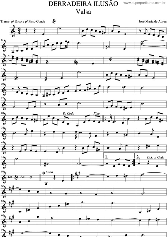 Partitura da música Derradeira Ilusão