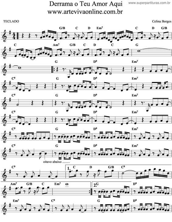 Partitura da música Derrama O Teu Amor Aqui