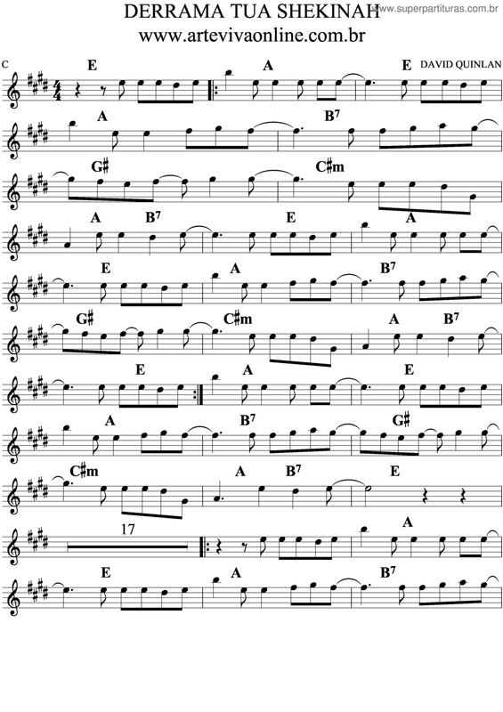 Partitura da música Derrama Tua Shekinah