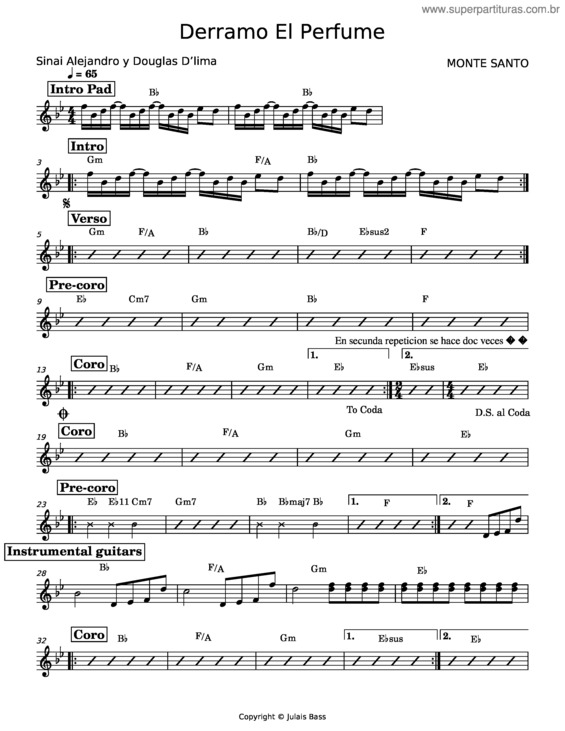 Partitura da música Derramo El Perfume v.2