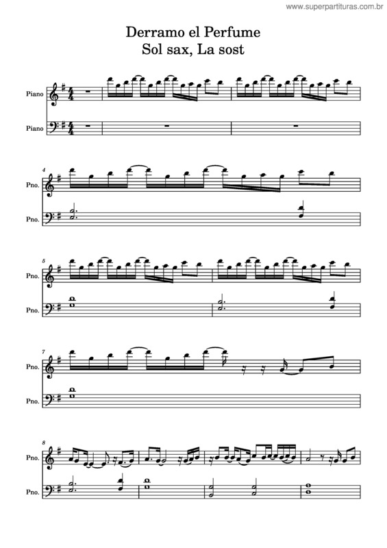 Partitura da música Derramo El Perfume