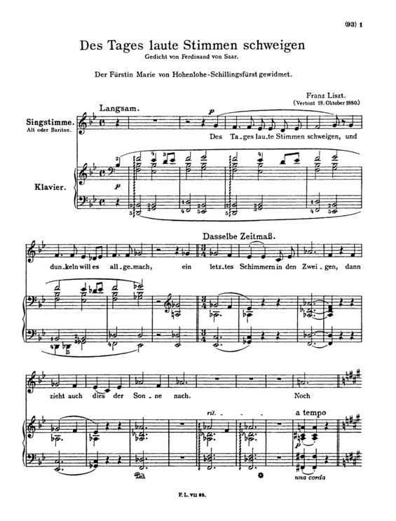 Partitura da música Des Tages Laute Stimmen Schweigen S.337