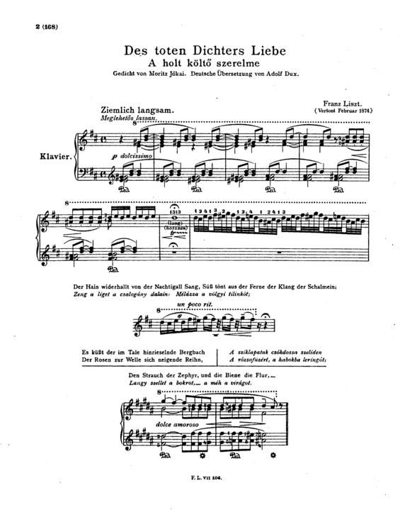 Partitura da música Des Toten Dichters Liebe S.349