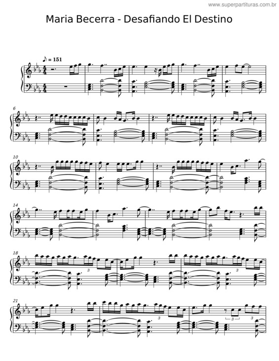 Partitura da música Desafiando El Destino