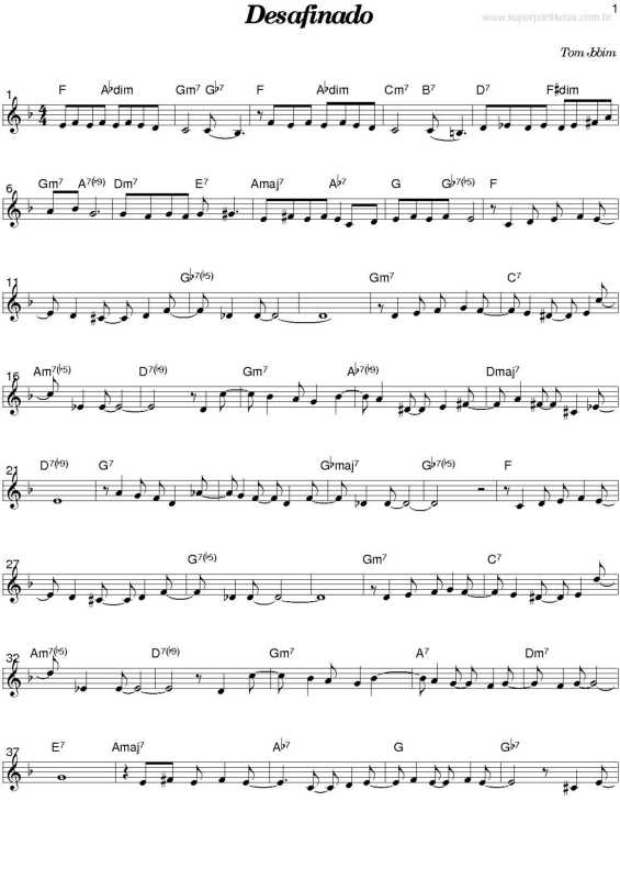 Partitura da música Desafinado v.3