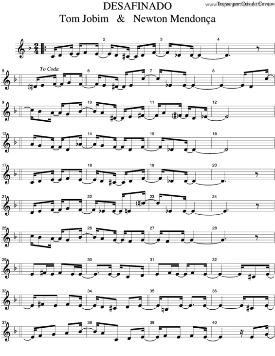 Partitura da música Desafinado v.5