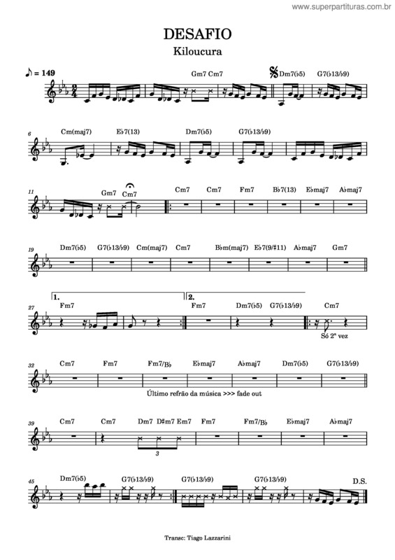Partitura da música Desafio – Kiloucura – Everson_Gsilv