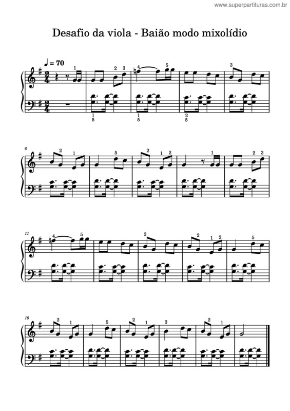 Partitura da música Desafio Da Viola – Baião