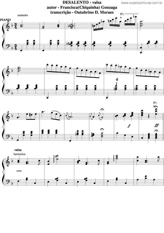 Partitura da música Desalento v.2