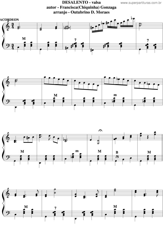 Partitura da música Desalento