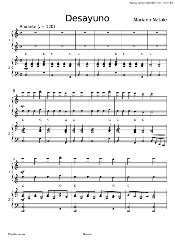 Partitura da música Desayuno