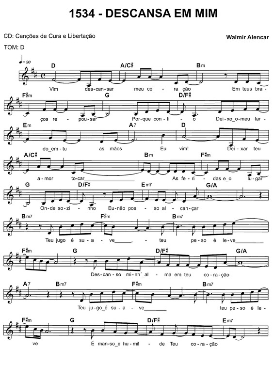 Partitura da música Descansa Em Mim