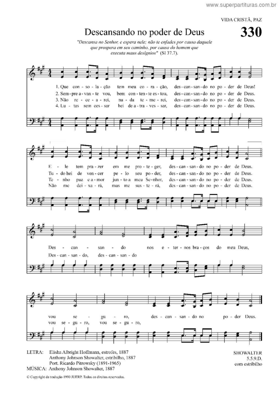 Partitura da música Descansando No Poder De Deus - 330 HCC v.2