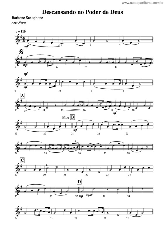 Partitura da música Descansando No Poder De Deus v.3