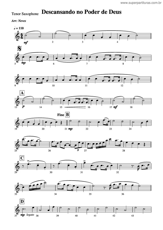 Partitura da música Descansando No Poder De Deus v.6