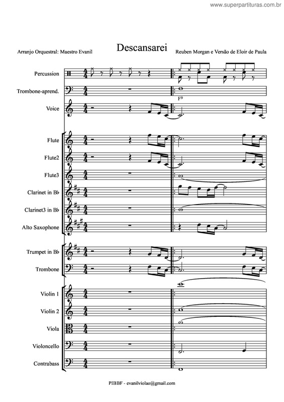 Partitura da música Descansarei v.2