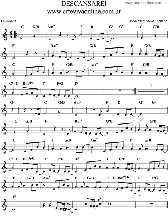 Partitura da música Descansarei v.3