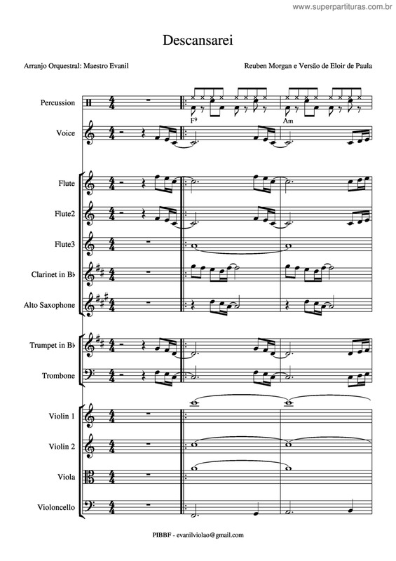 Partitura da música Descansarei