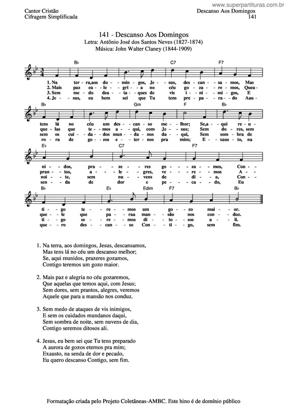 Partitura da música Descanso Aos Domingos