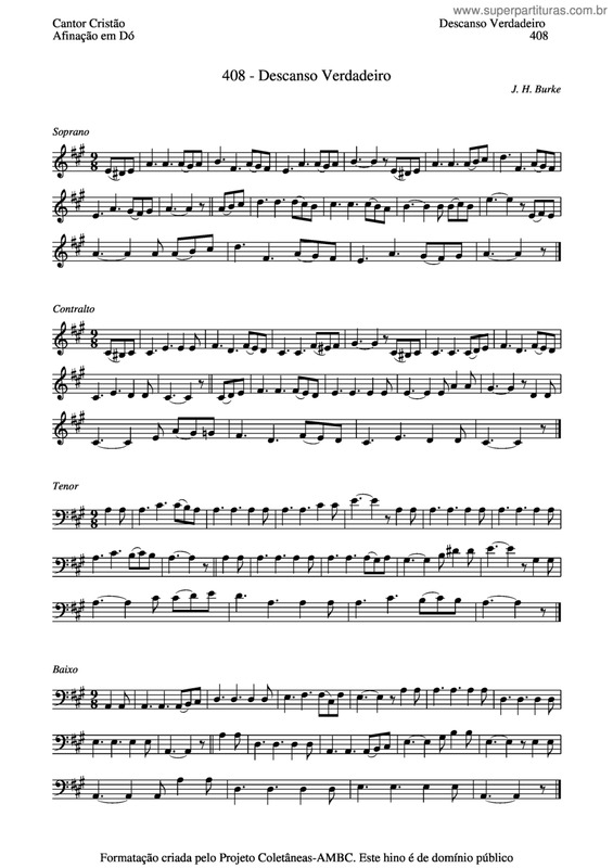 Partitura da música Descanso Verdadeiro v.2